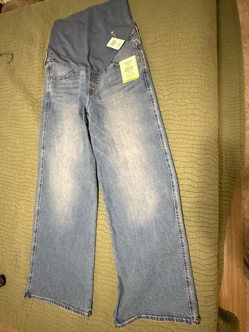 Levi's Light Blue Wide-Leg Maternity Jeans with Navy Belly Panel